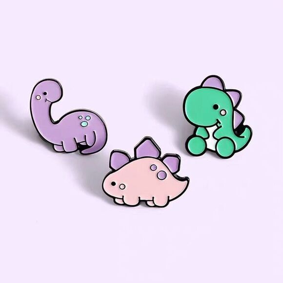 Pack of 6 Dinosaur Enamel Pin Cute Brooch Lapel Pin - Picture 10 of 13